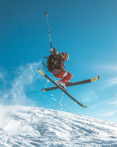 Person skiing in snowy mountain